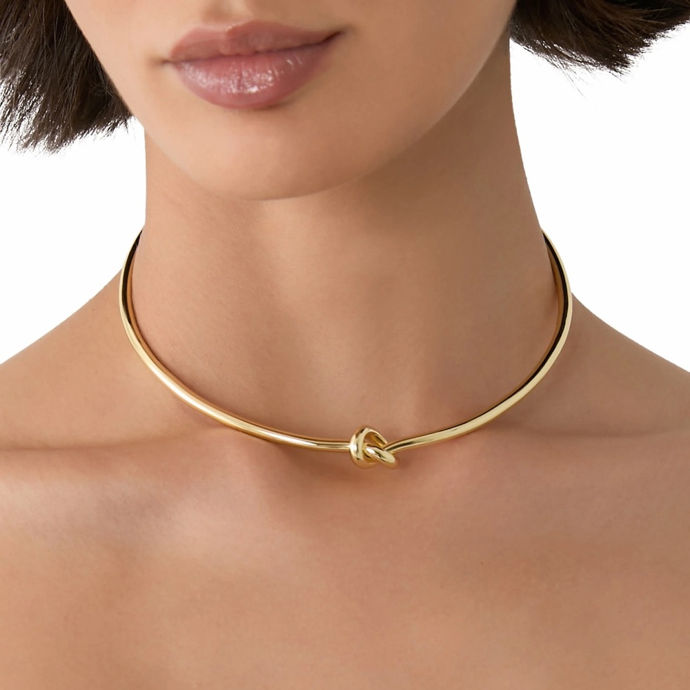 Knotted Structured Collar Necklace - Gold